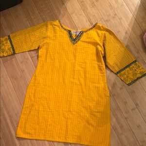 Yellow Tunic with Black Embroidery